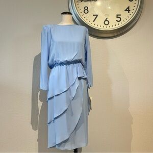 Vintage Light Blue Layered Long Sleeve Dress